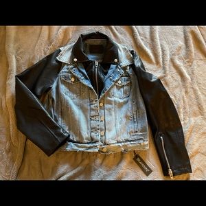 Cropped convertible Moto jean jacket NWT